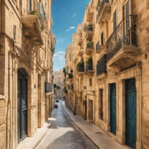 Create an image featuring Valletta, Malta's stunning architecture, romantic streets, vibrant nightlife, and the transformation of its timeless beauty over time.