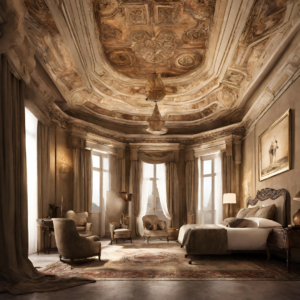 Create an image depicting the luxurious interior of Domus Zamitello, highlighting the boutique hotel experience ”think opulent rooms, personalised service, and unique architectural elements.